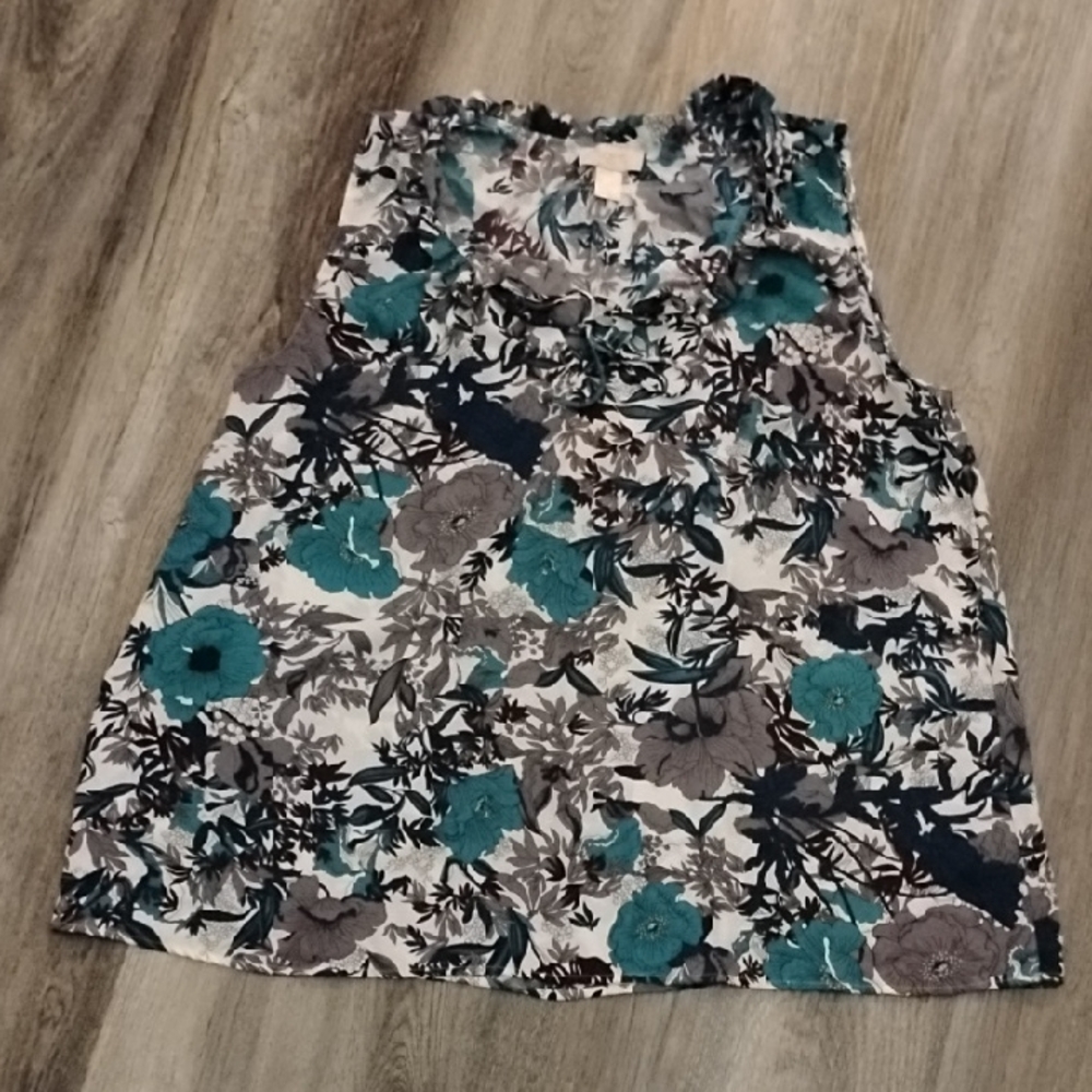 LOFT Blue and Gray Sleeveless Tank Top